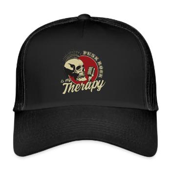 Punk Rock Is My Therapy Punk rock punk skull - Trucker Cap - black/black - Front