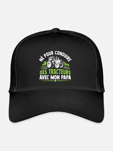 Né pour conduire des tracteurs avec mon papa - Casquette trucker - noir/noir