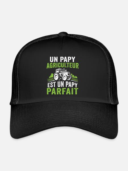 Un papy agriculteur est un papy parfait - Casquette trucker  - noir/noir - Devant