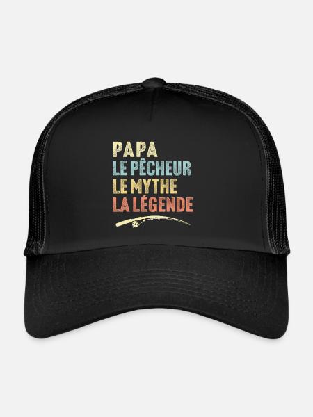 Papa le pêcheur le mythe la légende papa pêcheur - Casquette trucker  - noir/noir - Devant