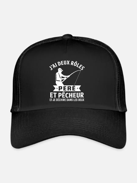 j'ai deux roles pére et pêcheur t-shirt pêche - Casquette trucker  - noir/noir - Devant