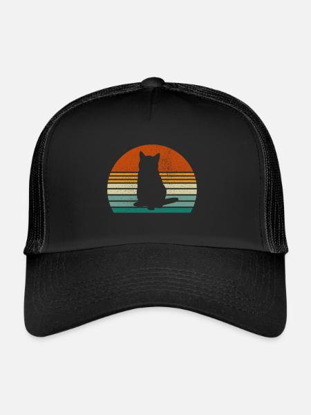 Gift retro cat t-shirt cats - Trucker Cap - black/black - Front
