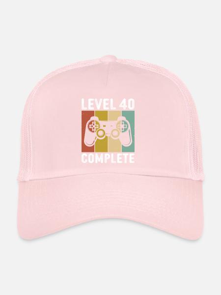 Level 40 Complete T-Shirt gamer 40 - Trucker Cap - Hellrosa - Vorne