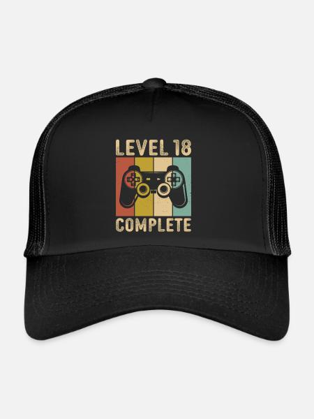 Level 18 Complete t-shirt gamer 18 - Trucker Cap - black/black - Front