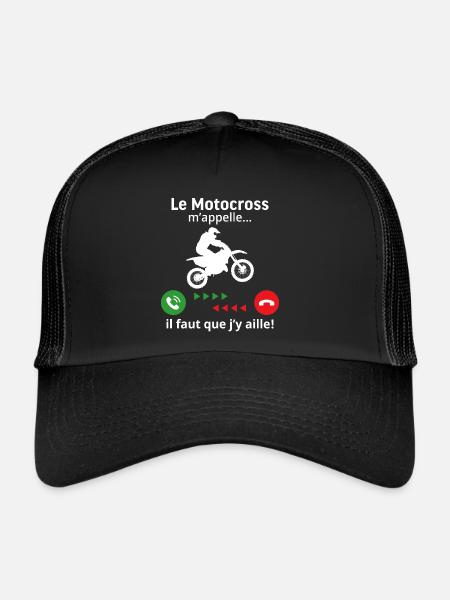 Le motocross m'appelle il faut que j'y aille - Casquette trucker  - noir/noir - Devant