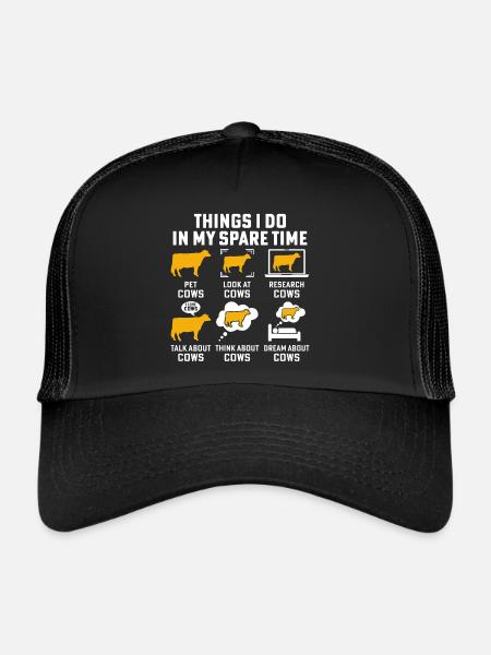 Things i do in my spare time cows funny cows - Trucker Cap - black/black