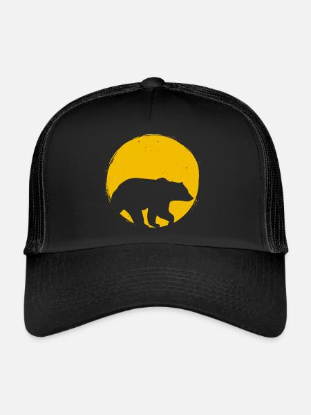 Bär Skandinavien Silhouette Sonne Geschenk - Trucker Cap - Schwarz/Schwarz - Vorne