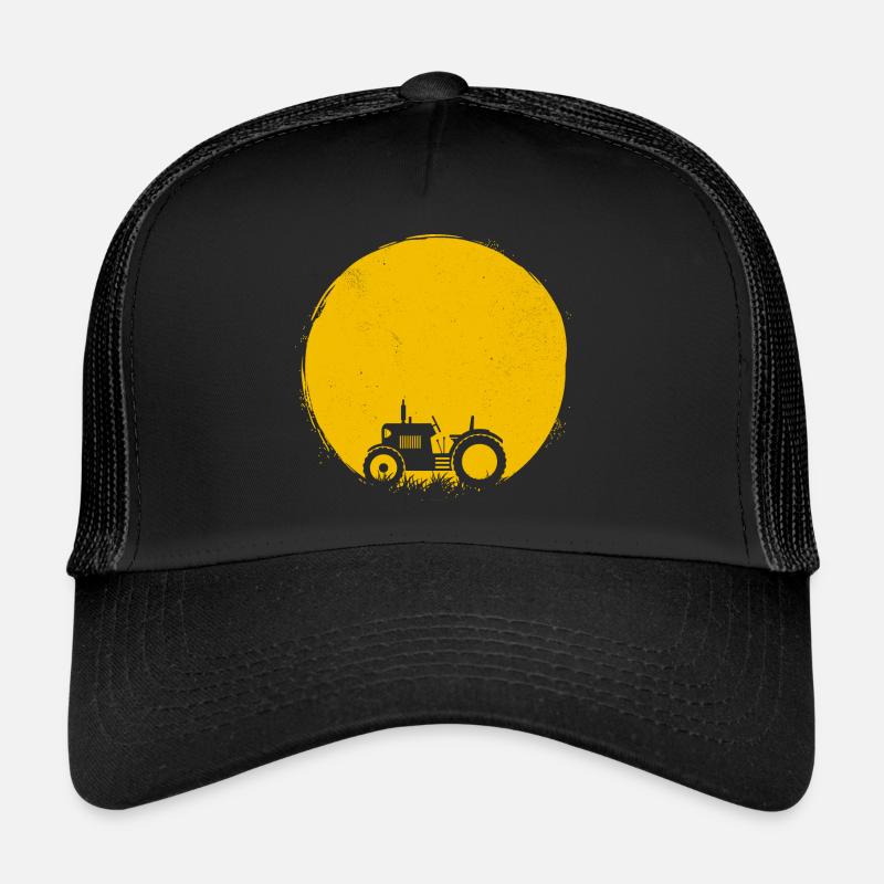 Tractor Silhouette Tractor Sun Gift Trucker Cap