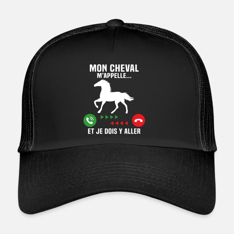 mon cheval m'appelle et je dois y aller - Casquette trucker  - noir/noir