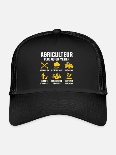 agriculteur plus qu'un métier t-shirt tracteur - Casquette trucker  - noir/noir - Devant