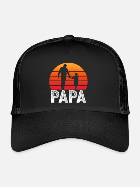 retro père et fille t-shirt papa fille - Casquette trucker  - noir/noir - Devant