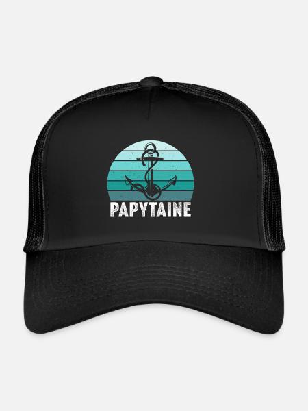 papy capitaine bateau marin papytaine du navire - Casquette trucker  - noir/noir - Devant