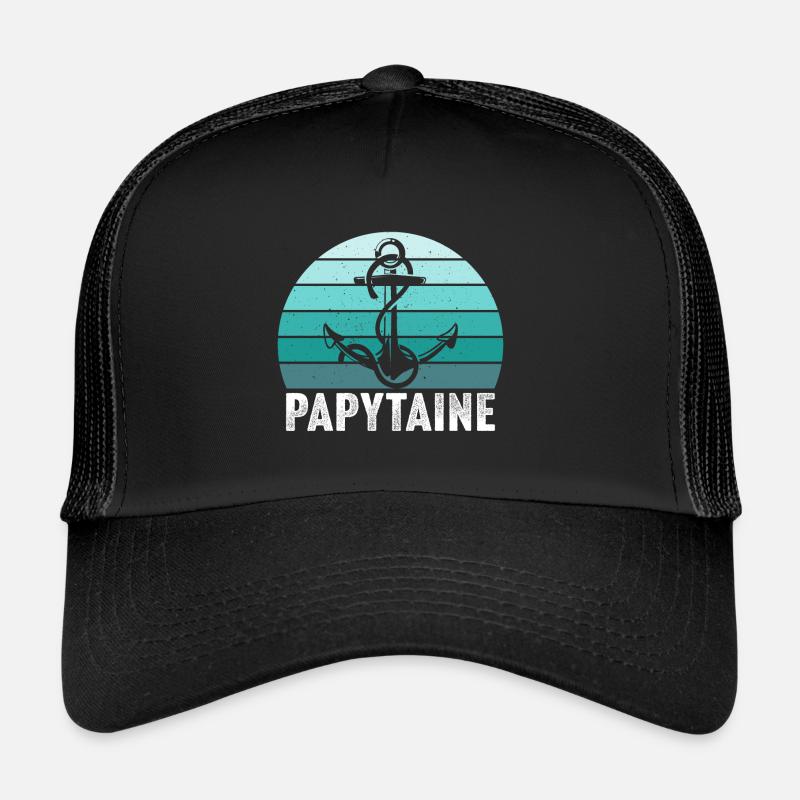 papy capitaine bateau marin papytaine du navire - Casquette trucker  - noir/noir
