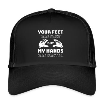 Tes pieds sont rapides mais mes mains sont plus rapides gardien de but - Casquette trucker  - noir/noir - Devant