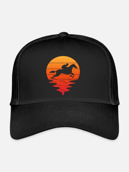 Retro t-shirt d'équitation né pour monter à cheval - Casquette trucker  - noir/noir - Devant