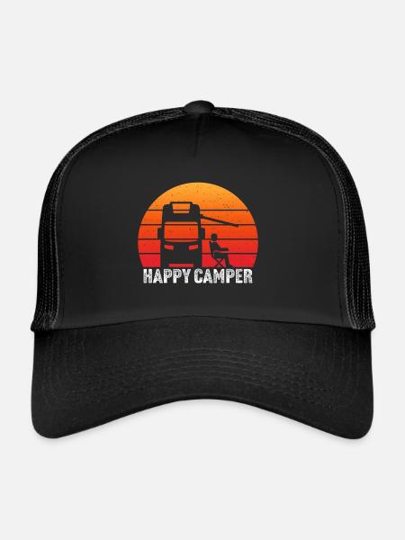 retro sunset happy camper camping car camping - Casquette trucker  - noir/noir - Devant