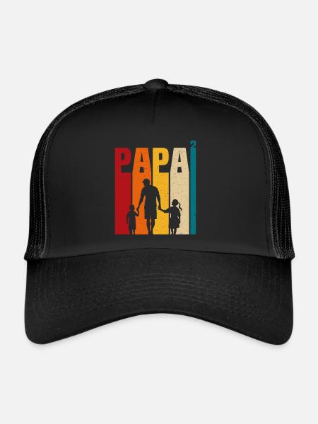 Vater und Tochter - Vater und Sohn, Vater Sohn und Tochter - Trucker Cap - Schwarz/Schwarz - Vorne