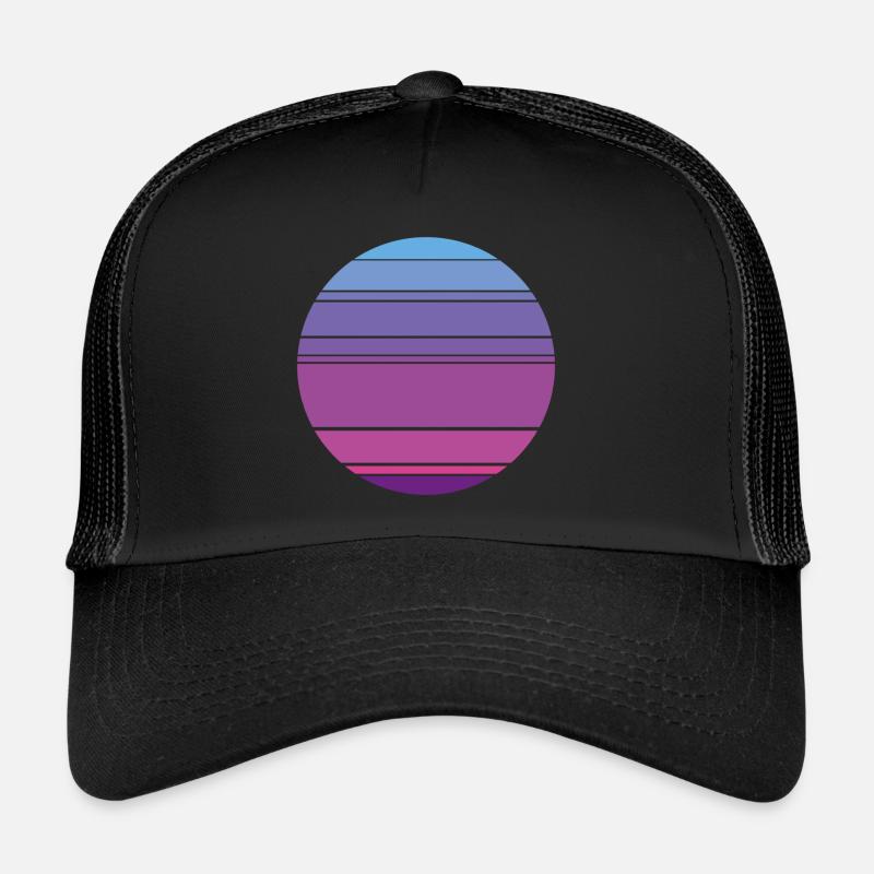 Retro Sunset Background Circle Trucker Cap
