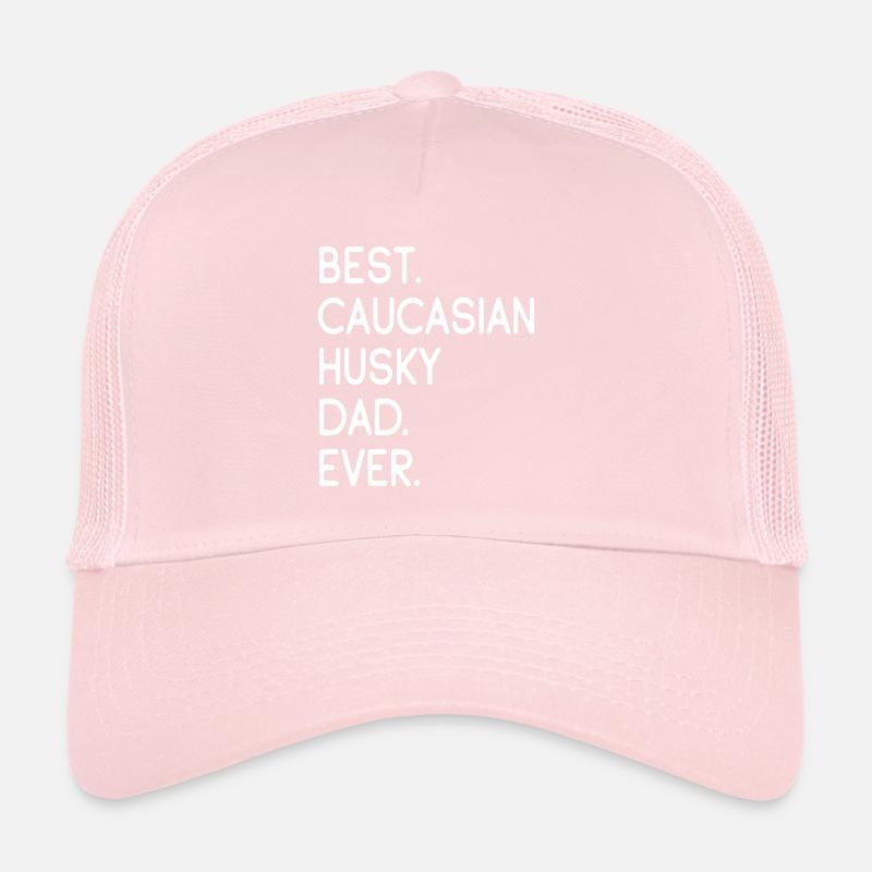 Caucasian Husky Dad Trucker Cap