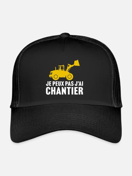 je peux pas j'ai chantier t-shirt chargeuse - Casquette trucker  - noir/noir - Devant