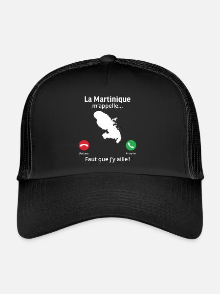 La Martinique m'appelle faut que j'y aille! - Casquette trucker  - noir/noir - Devant