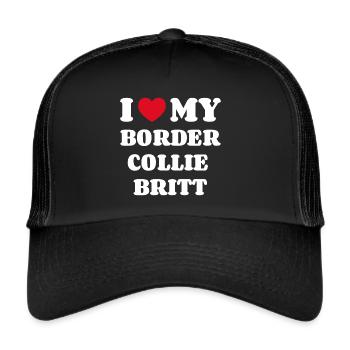 J’adore mon Border Collie Britt - Casquette trucker  - noir/noir - Devant