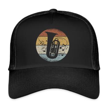 Tuba Tubist Orchester Musiker Blasmusik - Trucker Cap - Schwarz/Schwarz - Vorne