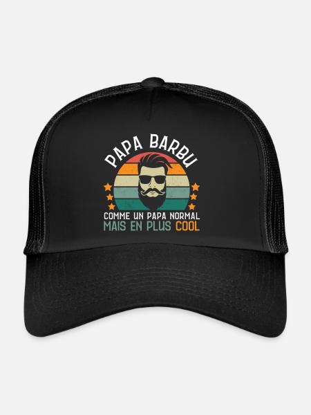 Papa barbu cool cadeau fête des pères avec barbe - Casquette trucker  - noir/noir - Devant