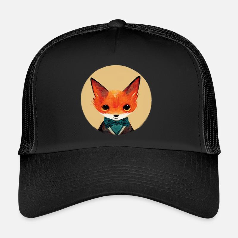 Kleiner Fuchs mit Fliege im Kreis Trucker Cap