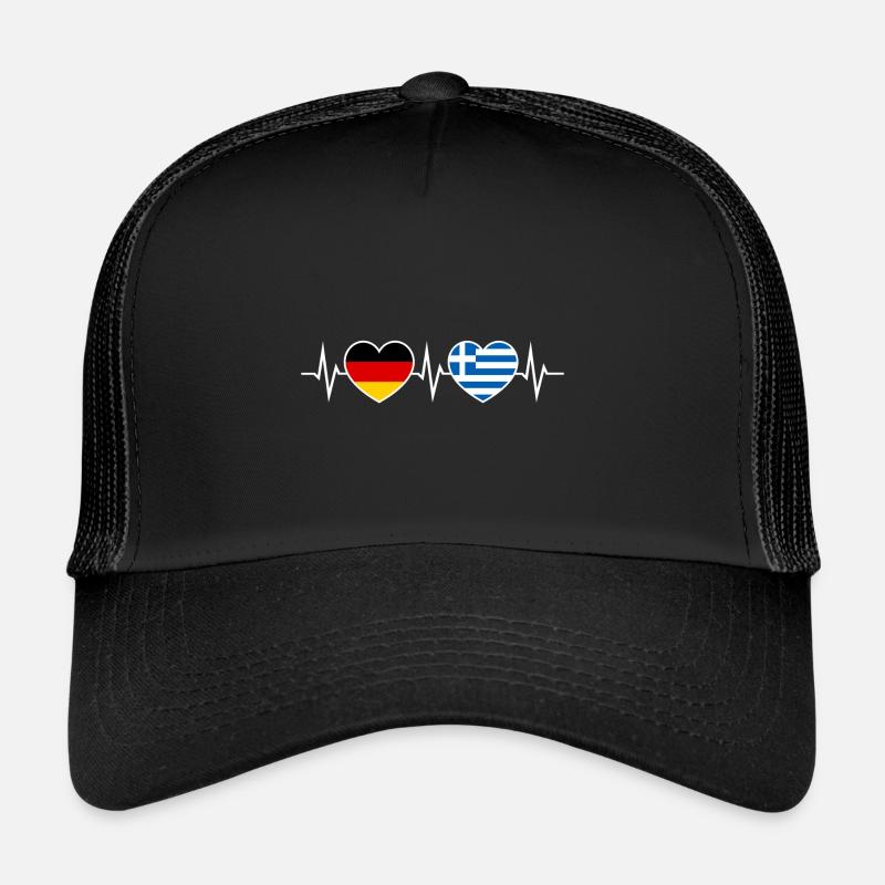 Deutsch-Grieche Deutsch Griechisch Zwei Herzen EKG Trucker Cap