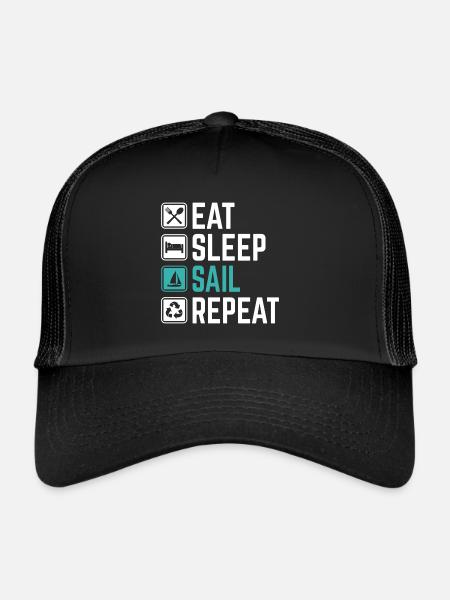 Manger Sommeil voile Répéter T-shirt voilier voilier - Casquette trucker  - noir/noir - Devant