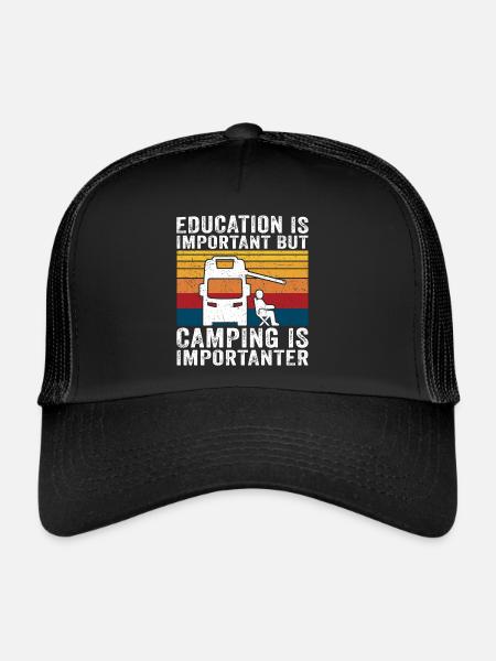 camping is importanter motorhome t-shirt camper - Trucker Cap - black/black - Front