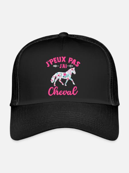 j'peux pas j'ai cheval t-shirt cavalière - Casquette trucker  - noir/noir - Devant