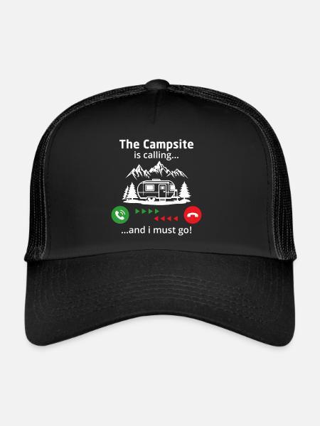 The campsite is calling and i must go - Trucker Cap - black/black - Front