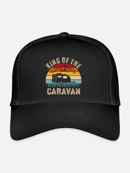 Roi de la caravane t-shirt camping-car avec caravane - Casquette trucker  - noir/noir - Devant