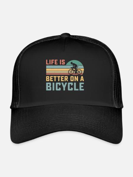 Life is better on a bicycle t-shirt cycling bike - Trucker Cap - black/black - Front