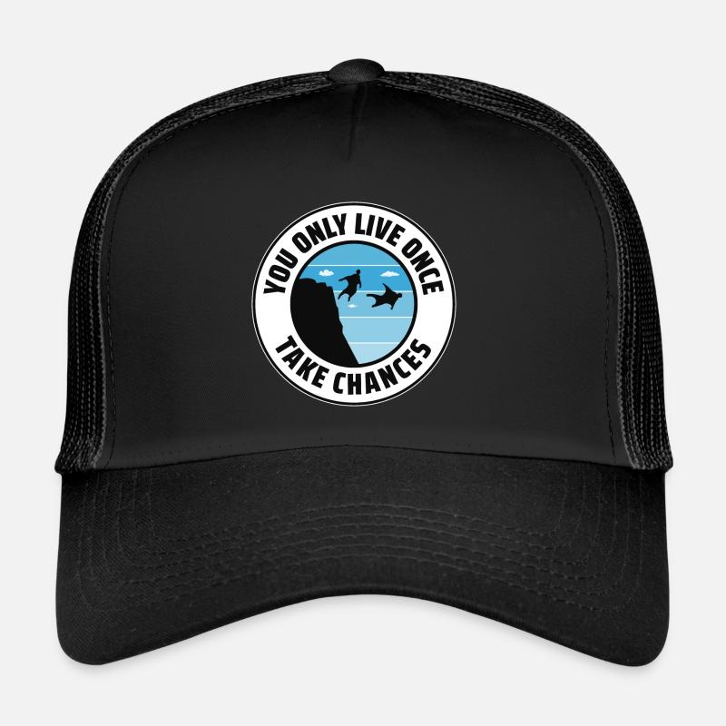 Wingsuit fliegen Base Jumping Fallschirmspringen Wingsuiting - Trucker Cap - Schwarz/Schwarz
