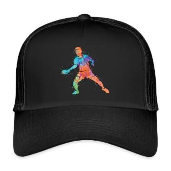 Tischtennisspieler Bunt Design Tischtennis - Trucker Cap - Schwarz/Schwarz - Vorne