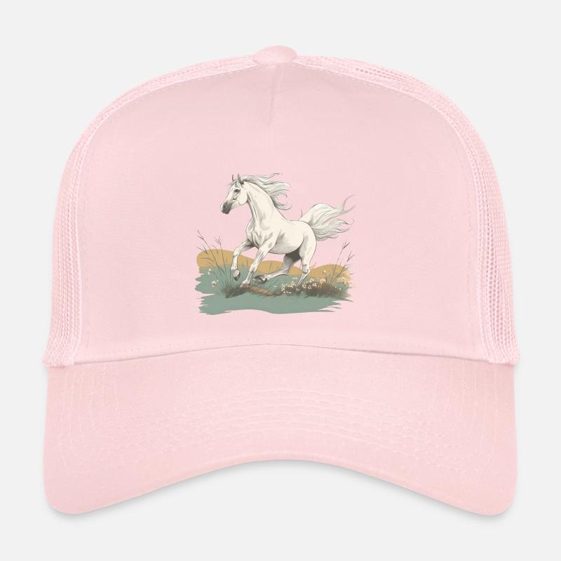 Cheval blanc style peinture réaliste dans un pré Casquette trucker 