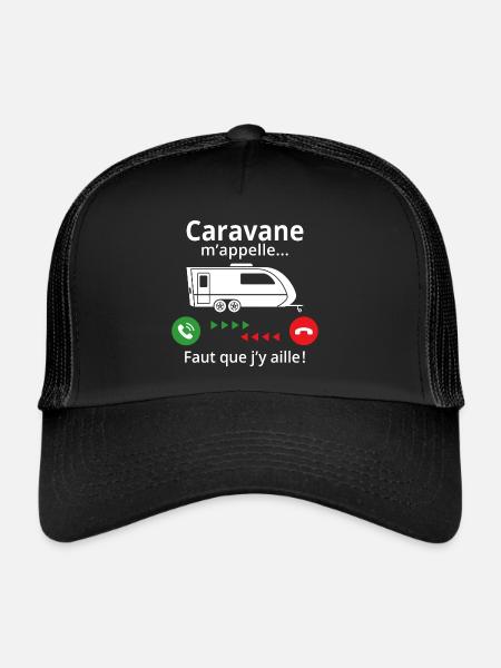 caravane m'appelle... faut que j'y aille ! - Casquette trucker  - noir/noir - Devant
