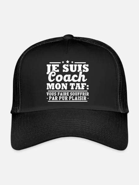 Je suis coach - humour cadeau sportif - Casquette trucker  - noir/noir - Devant