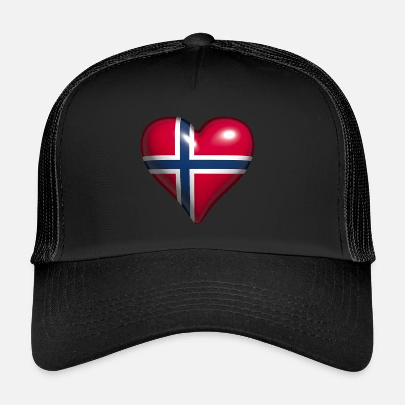 Norvège cœur brillant rouge blanc drapeau bleu Casquette trucker 