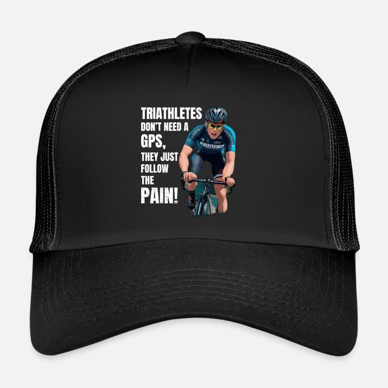 Natation Vélo Course Triathlon Triathlète Athlétisme - Casquette trucker - noir/noir