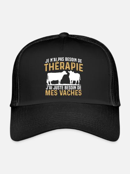 j'ai juste besoin de mes vaches - Casquette trucker  - noir/noir - Devant