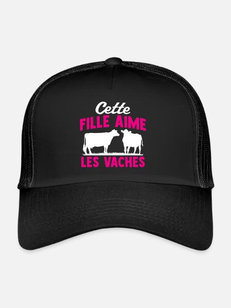 Cette fille aime les vaches - Casquette trucker  - noir/noir - Devant
