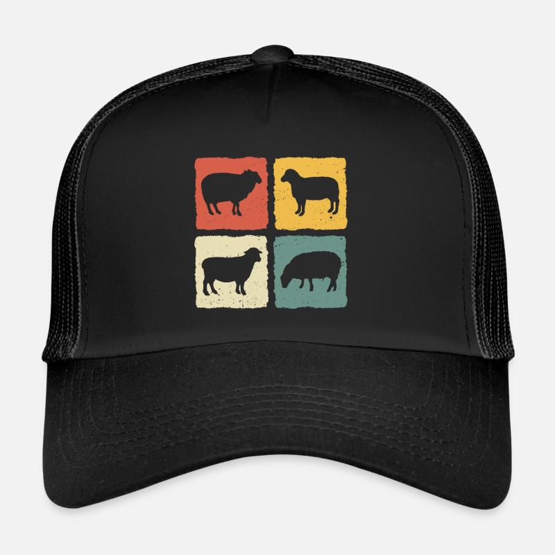 Retro Schaf Schaf Schaf - Trucker Cap - Schwarz/Schwarz