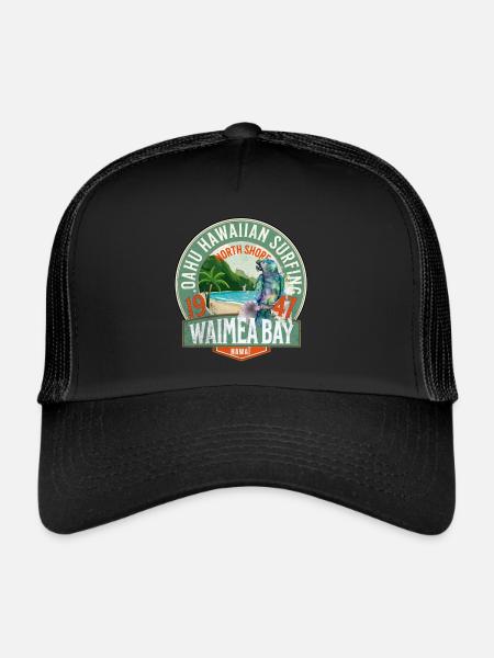Oahu hawaiian surfing - Casquette trucker  - noir/noir - Devant