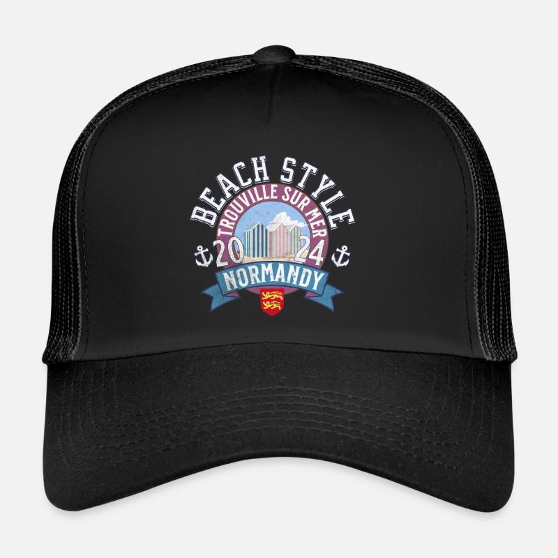 Beach style Normandy Trouville - Casquette trucker  - noir/noir