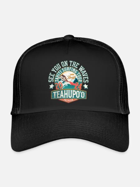 See you on the waves of Teahupoo - Casquette trucker  - noir/noir - Devant