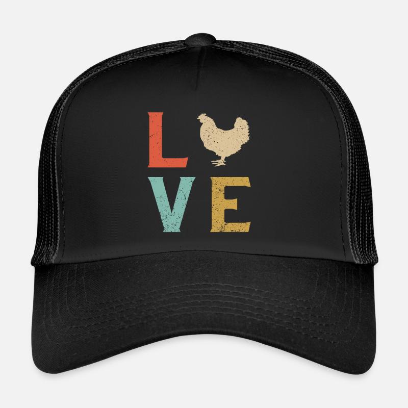 Ich liebe Hühner - Trucker Cap - Schwarz/Schwarz